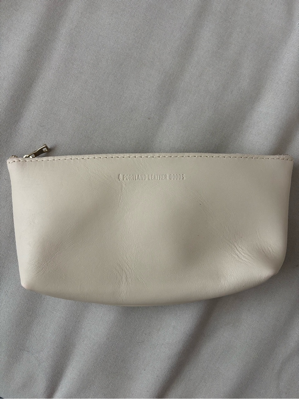 Portland Leather Cream Zip Pouch